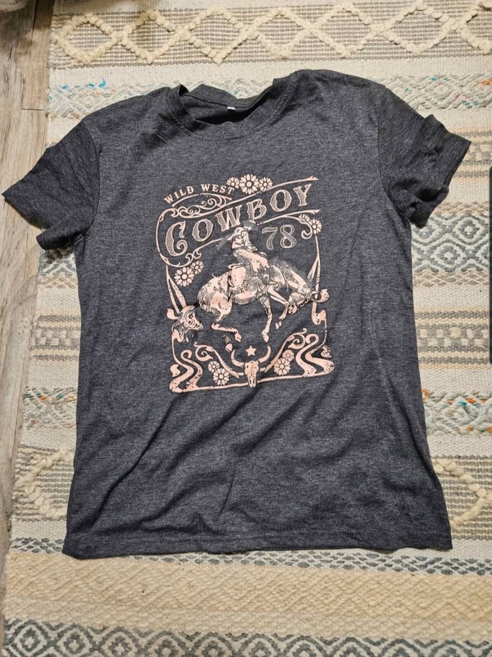 Wild West Cowboy Graphic Tee - Charcoal